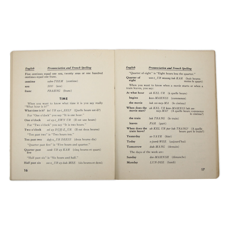 Livret, French Language Guide, TM 30-302, 1943