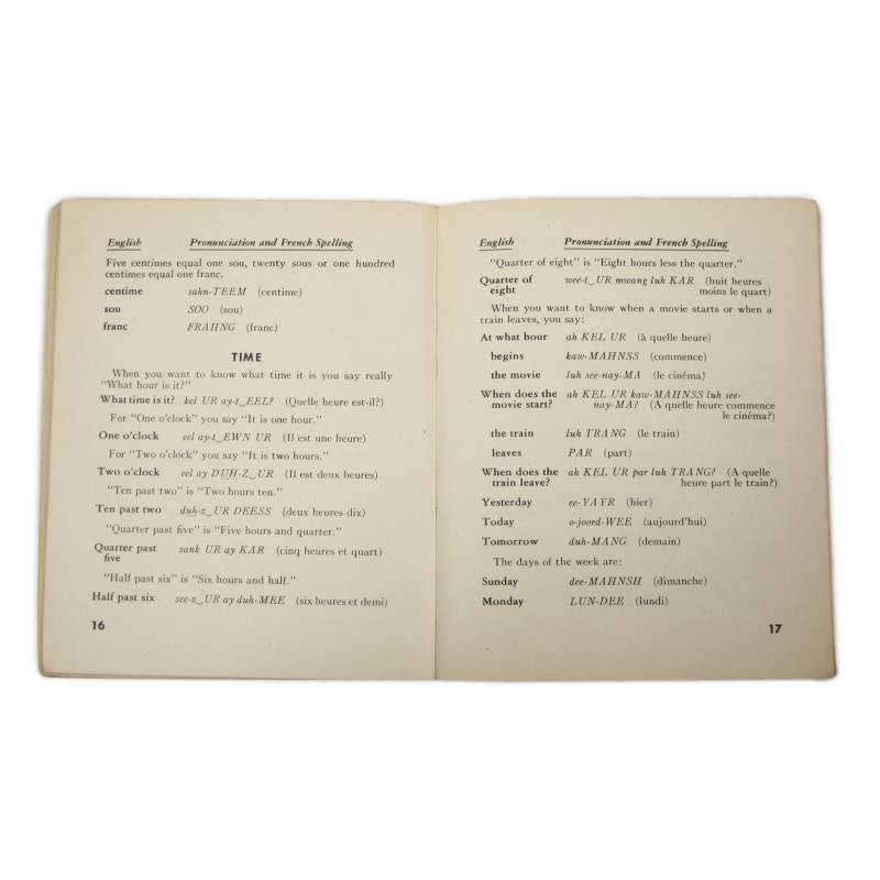Booklet, French Language Guide, TM 30-302, 1943