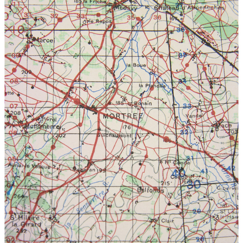 Map, British, ALENÇON-MAYENNE, 1944