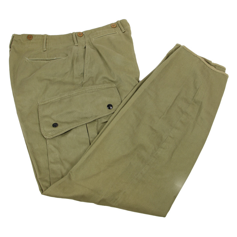 Pantalon de parachutiste M-1942, WM. F. FRETZ & SON, 1942, 32 x 34, matricule partiel