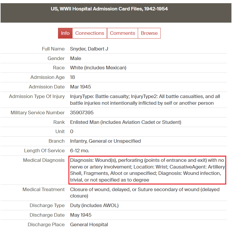 Médaille, Bronze Star, Pfc. Dalbert Snyder, Co. E, 2nd Inf. Regt., 5th Infantry Division, WIA, ETO