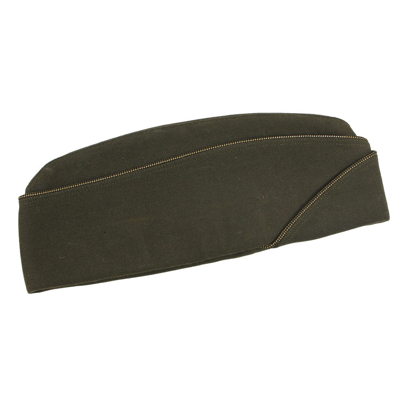 Cap, Garrison, Wool, Elastique, OD, Dark, Officer's, Size 7 ⅛, 1942