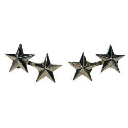 Paire de grades en métal, Major General, 2 étoiles, à pin's, Sterling