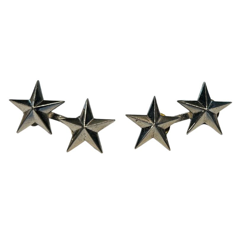 Paire de grades en métal, Major General, 2 étoiles, à pin's, Sterling