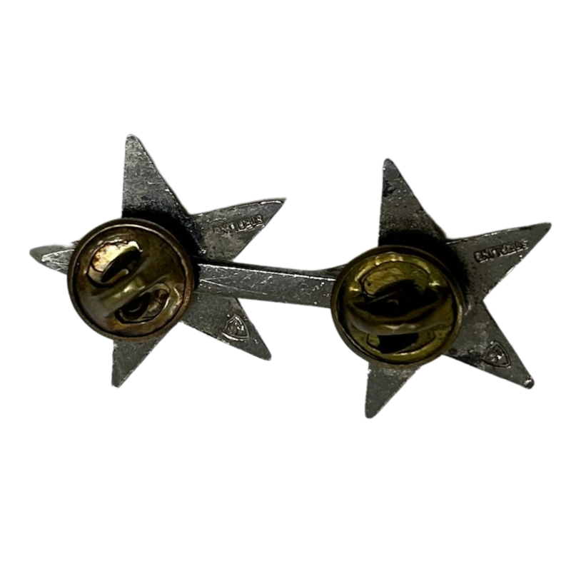 Paire de grades en métal, Major General, 2 étoiles, à pin's, Sterling