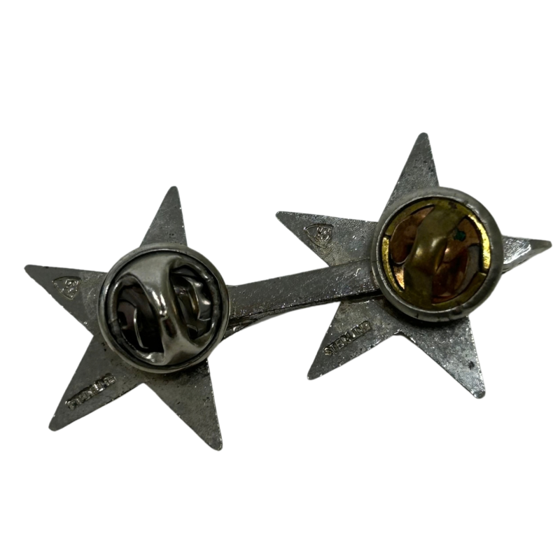 Paire de grades en métal, Major General, 2 étoiles, à pin's, Sterling