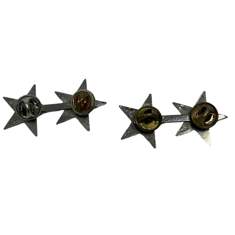 Paire de grades en métal, Major General, 2 étoiles, à pin's, Sterling