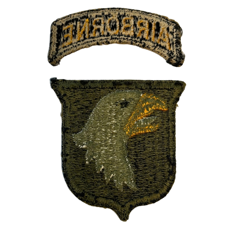 Patch, 101st Airborne Division, Type 6, White Tongue, Green back 1943