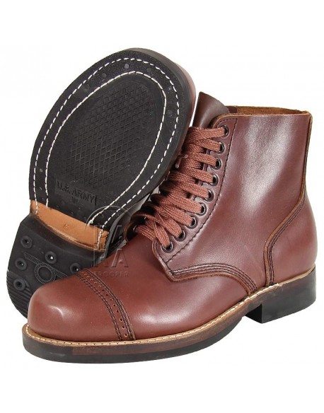 Brodequins de combat, cuir lisse