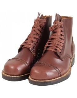 Brodequins de combat, cuir lisse