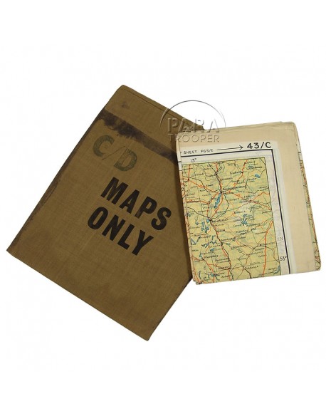 Map, Silk, escape, C/D, 1943 + pouch Map, Silk, escape, C/D, 1943 + pouch