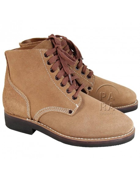 Brodequins de combat, cuir retourné
