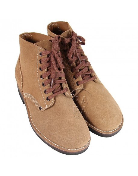 Brodequins de combat, cuir retourné