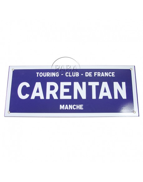Sign, Road, Carentan, Enameled, 48 x 20 cm