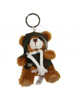 Key-ring, teddy bear, pilote, camouflaged