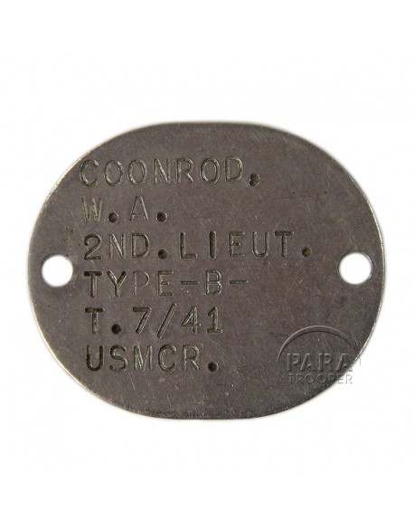 Dog tag, Officer, USMC, Guadalcanal Dog tag, Officer, USMC, Guadalcanal
