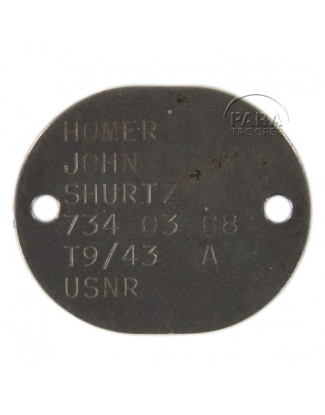 Dog tag, USN, 1943 Dog tag, USN, 1943