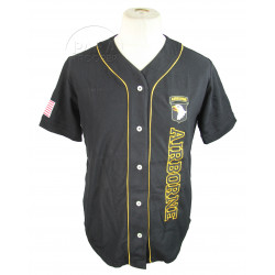Chemise Baseball, noire, 101st Airborne
