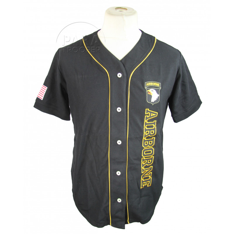 Chemise Baseball, noire, 101st Airborne