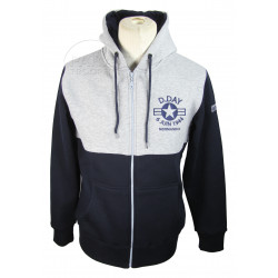 Sweat à capuche, bleu marine et gris