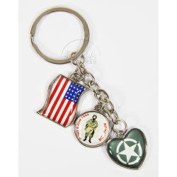 Porte-clés breloque, drapeau, étoile et soldat
