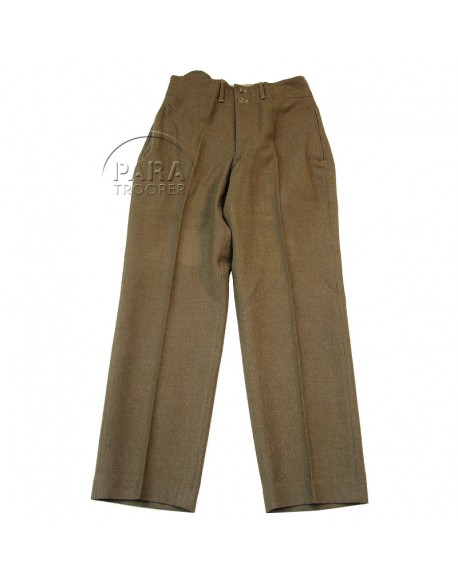 Trousers, Wool, Serge, OD, Light shade, British Made, 1943 Trousers, Wool, Serge, OD, Light shade, British Made, 1943