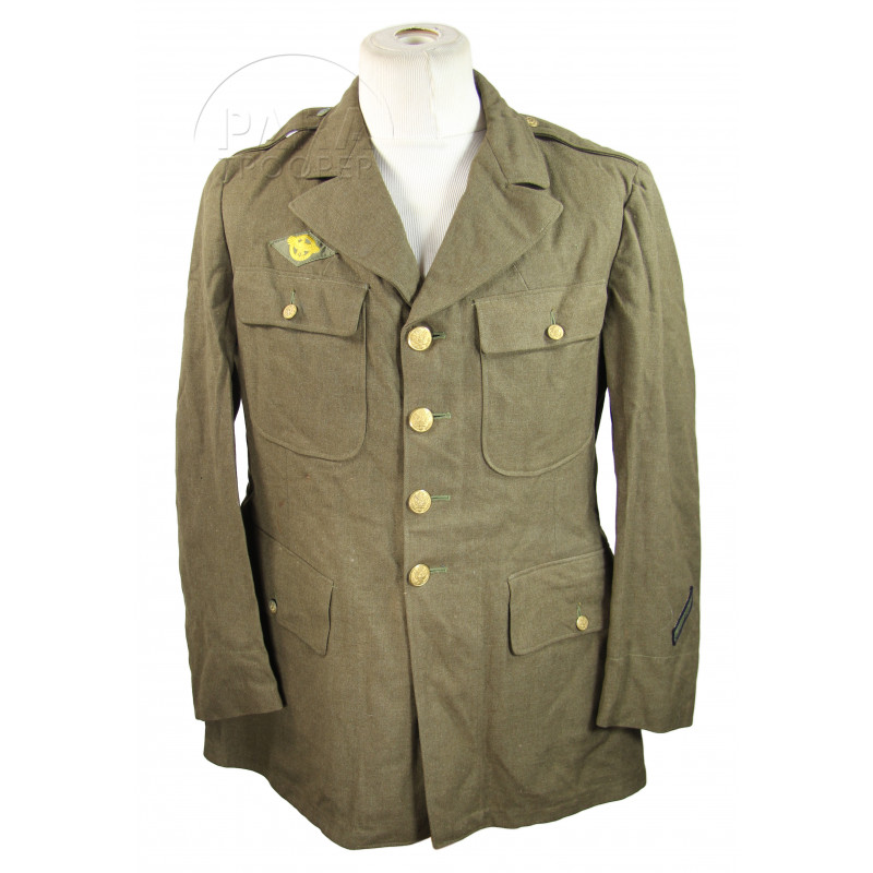 Coat, Wool, Serge, OD, 42R Coat, Wool, Serge, OD, 42R
