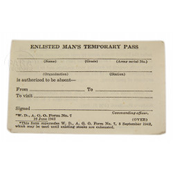 Laissez-passer, US Army, 1943