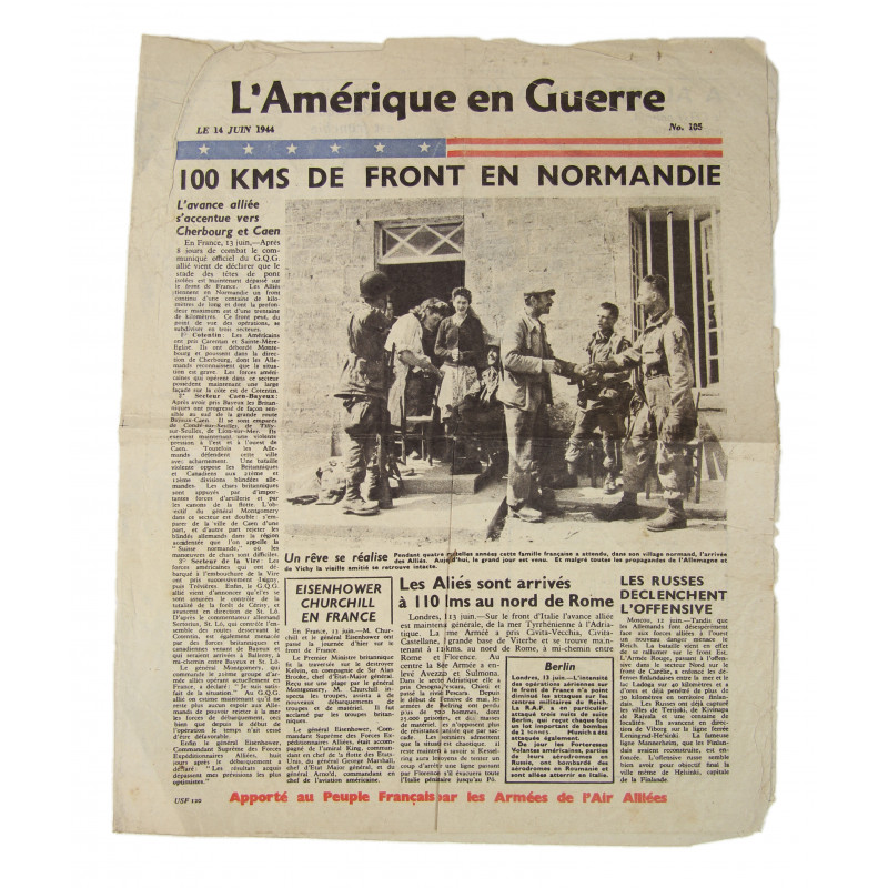 Newspaper, L'Amérique en Guerre, Normandy, June 14, 1944 Newspaper, L'Amérique en Guerre, Normandy, June 14, 1944