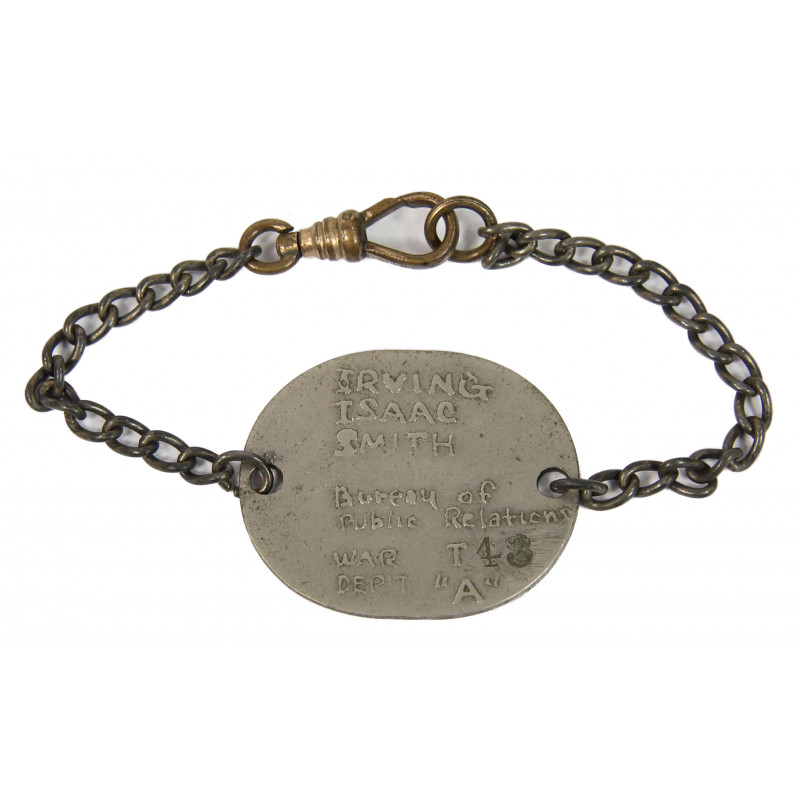 Gourmette, Dog Tag, War Department, 1943 Gourmette, Dog Tag, War Department, 1943