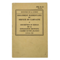 Field Manual 23-55, Mitrailleuse Browning M1917, 1943 (French Version)